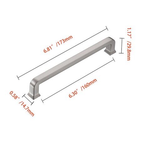 Utopia Alley 6.3 in. Center to Center Zinc Cabinet Pull, Brushed Nickel HW407BN